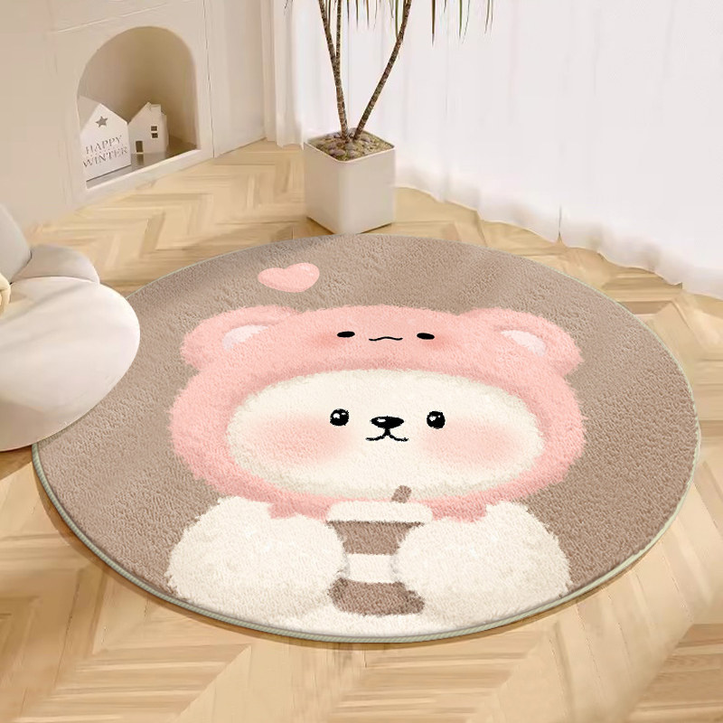 Soft Rug Nursery - VIKAMA พรมทรงกลมลายการ์ตูนน่ารักสำหรับเด็ก พรมปูพื้นนุ่มลื่น ล้างทำความสะอาดได้ สร้างบรรยากาศสนุกสนานสำหรับห้องเด็ก ห้องรับแขก
