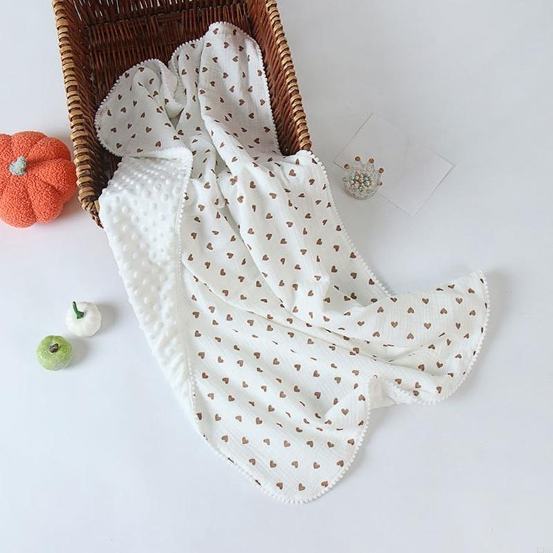 Baby Nursery Quilts - L38E นุ่มเนอสเซอรี่ผ้าห่มเตียงโยนเด็กรับผ้าห่มเด็กผ้านวมผ้าฝ้ายด้านหน้า Dotted ขนแกะ Backing