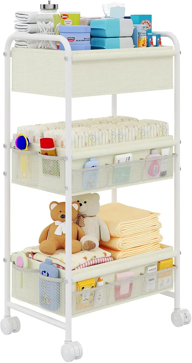 Baby Nursery Cart - รถเข็นเก็บของสำหรับเด็ก 3 ชั้น พร้อมล้อเลื่อน ที่แบ่งช่อง 2