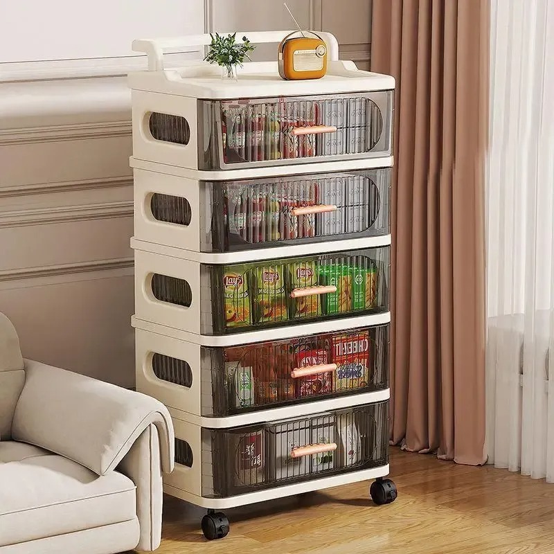 Baby Nursery Cart - ตู้เก็บของเล่นเด็กแบบหลายชั้นพร้อมลิ้นชักเคลื่อนที่ได้ สำหรับห้องนอนเด็ก ห้องให้นมเด็ก รถเข็นขนาดเล็กสำหรับจัดระเบียบบ้าน
