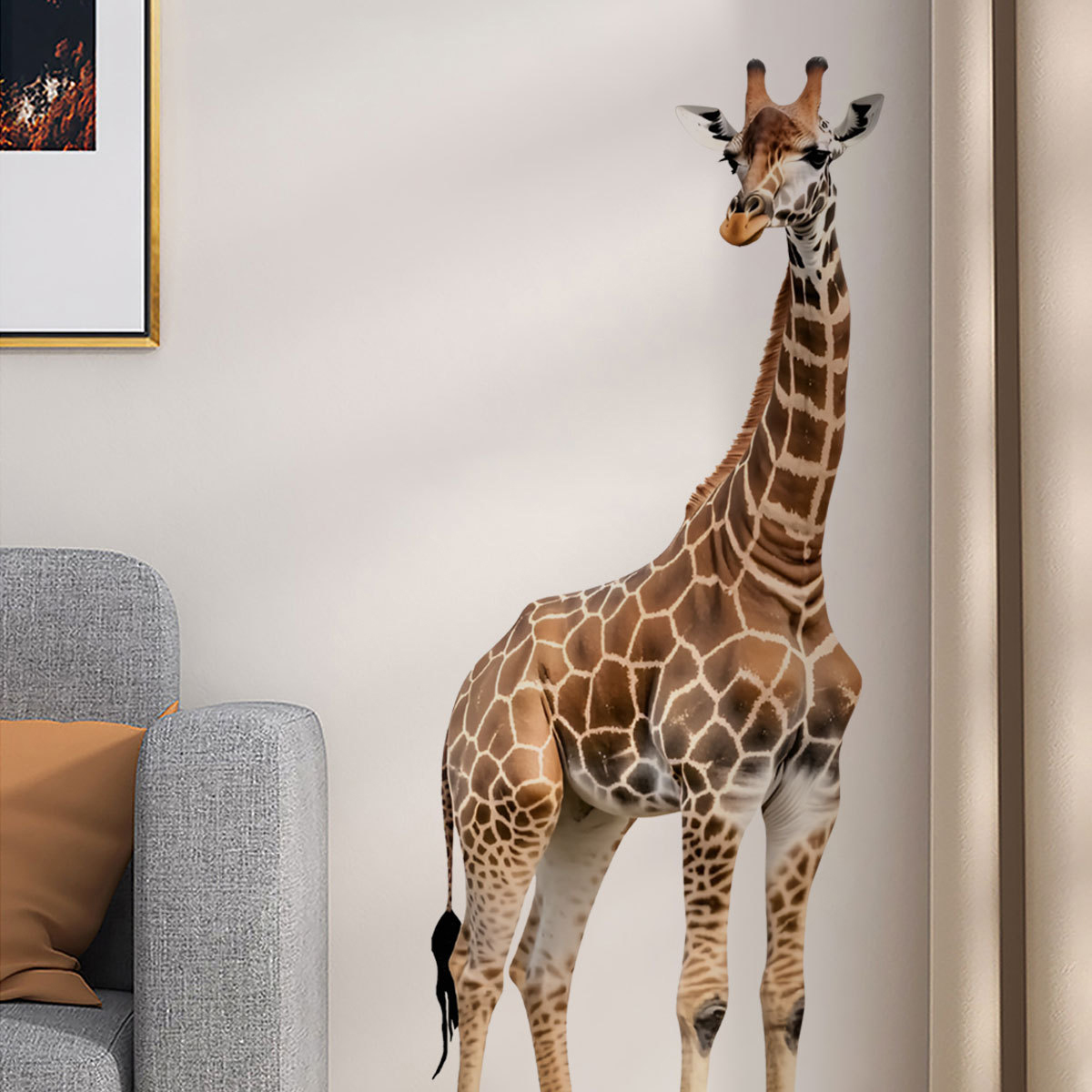 Baby Nursery Jungle Wallpaper - สติ๊กเกอร์ติดผนังลายสัตว์ป่าในป่าแอฟริกันขนาดใหญ่ ไวนิลลายยีราฟ วอลเปเปอร์แบบติดเอง สำหรับตกแต่งห้องเด็ก ห้องทารก ห้องเด็กอ่อน