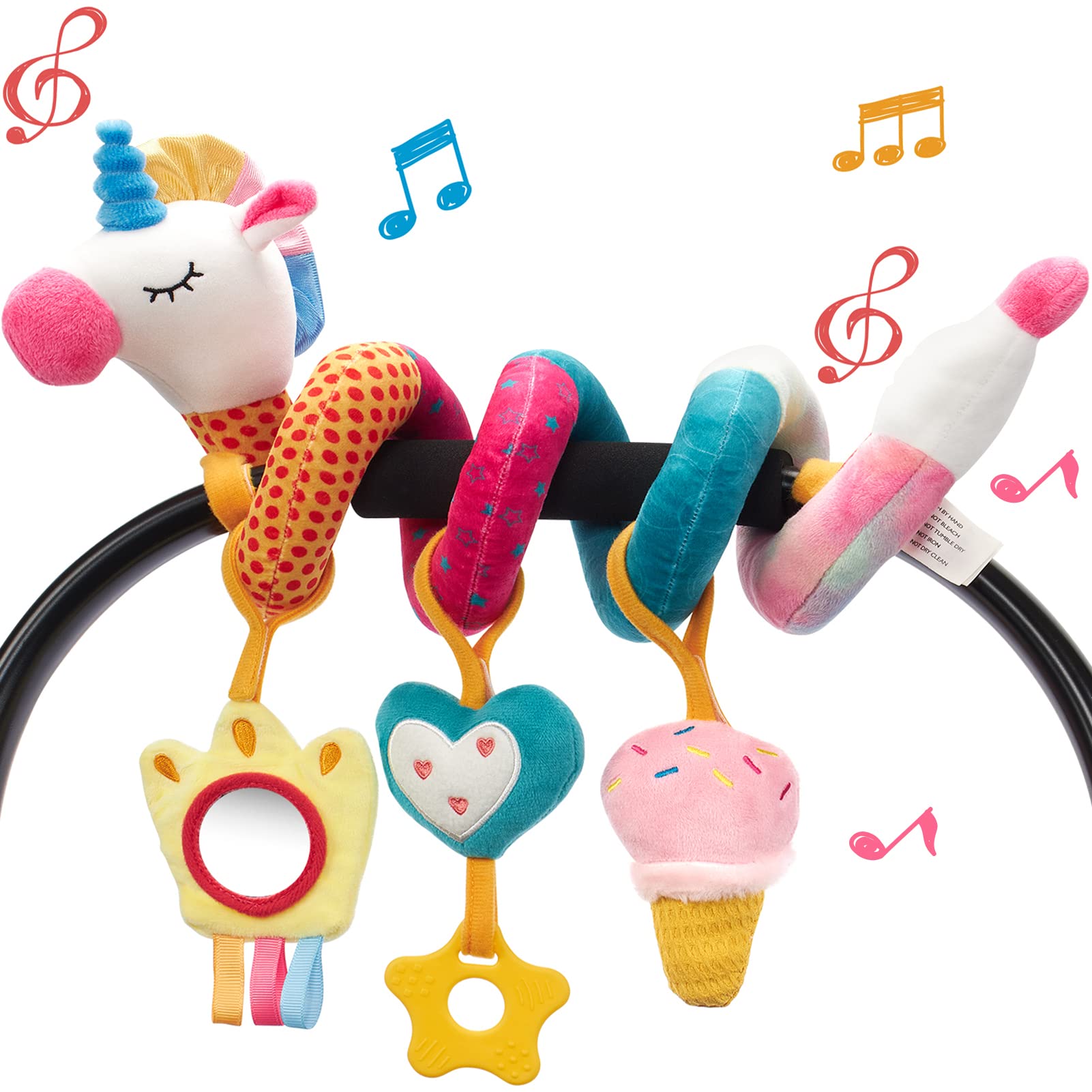 Baby Nursery Set - รถที่นั่งของเล่นสําหรับทารก Rattle Mirror Crinkle Squeaky Carseat