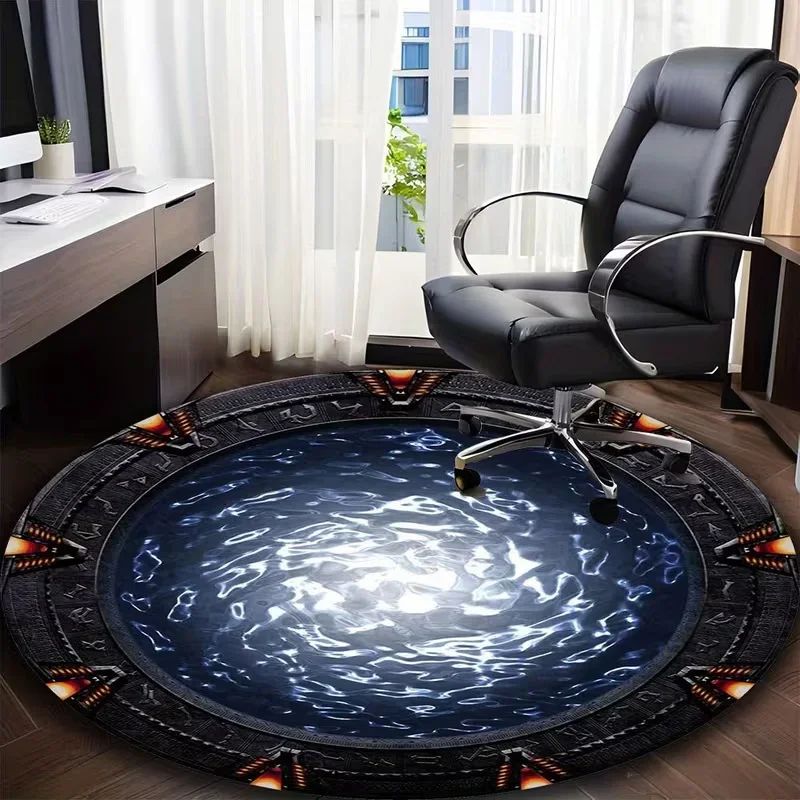 Soft Rug Nursery - พรมทรงกลมกันลื่น VIKAMA ลายสตาร์เกต พรมนุ่มสำหรับห้องนั่งเล่น ห้องนอน และห้องเด็ก