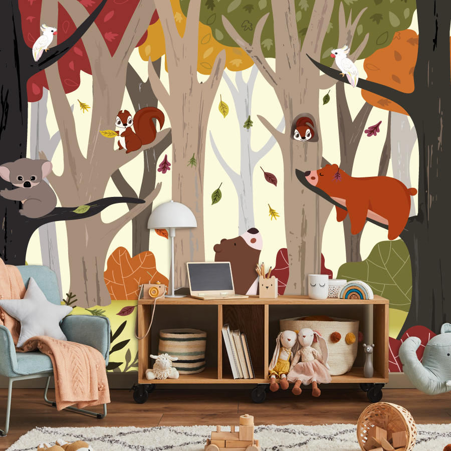 Baby Nursery Jungle Wallpaper - วอลเปเปอร์แบบลอกและติดเอง 25+ แบบ สำหรับตกแต่งผนังห้องนั่งเล่น ศิลปะตกแต่งบ้าน ตกแต่งห้องเด็ก