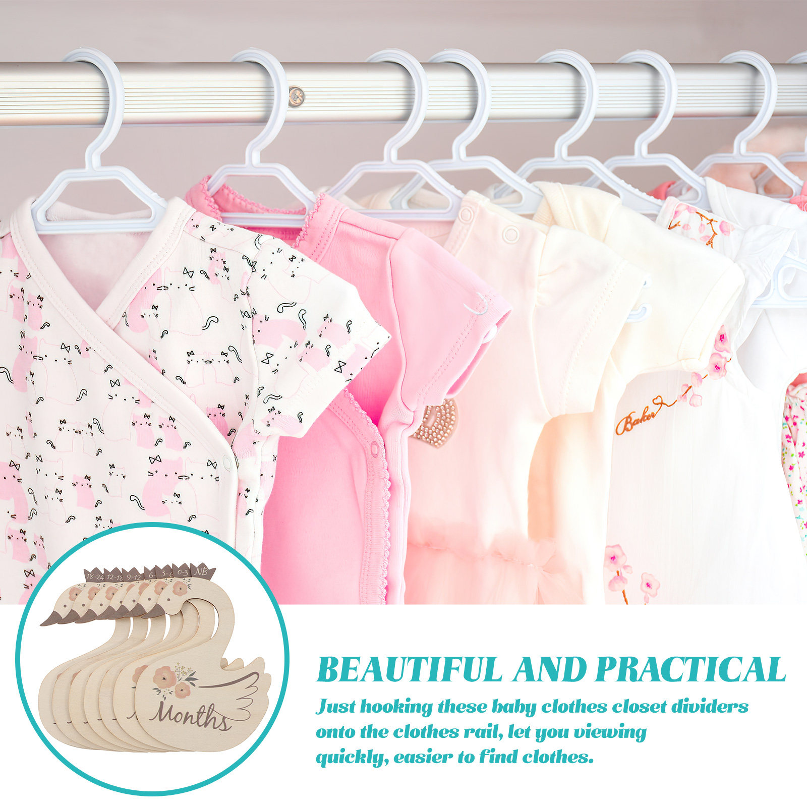 ตัวแบ่งขนาดเสื้อผ้าเด็ก 7 ชิ้น - Baby Nursery Closet บทวิจารณ์และราคา