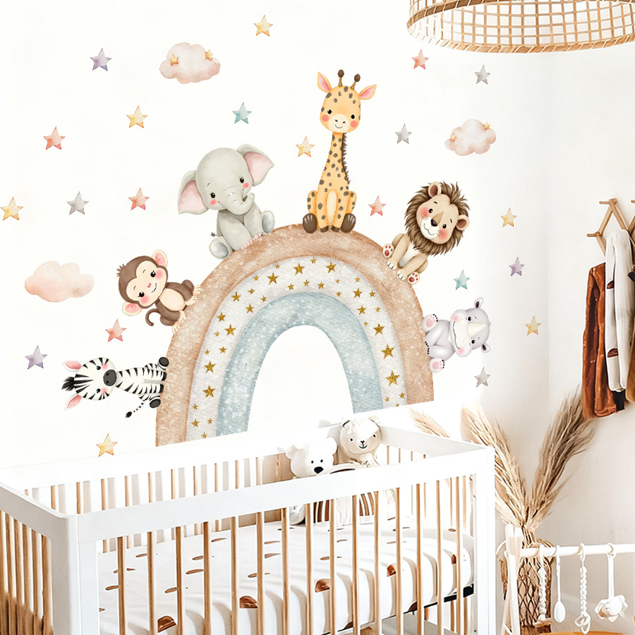 สติ๊กเกอร์ติดผนังลายสัตว์ป่าสำ - Baby Nursery Jungle Wallpaper บทวิจารณ์และราคา
