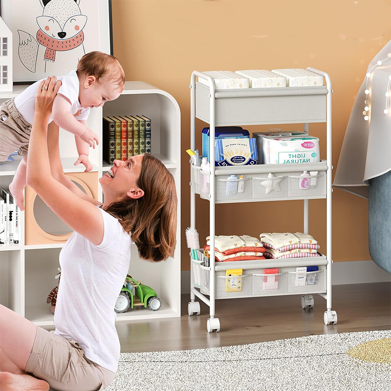 รถเข็นเก็บผ้าอ้อม 3 ชั้น, ชั้น - Baby Nursery Cart บทวิจารณ์และราคา