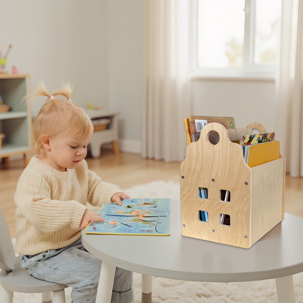 ชั้นวางหนังสือเด็กเล็กสองด้าน  - Baby Nursery Bookcase บทวิจารณ์และราคา
