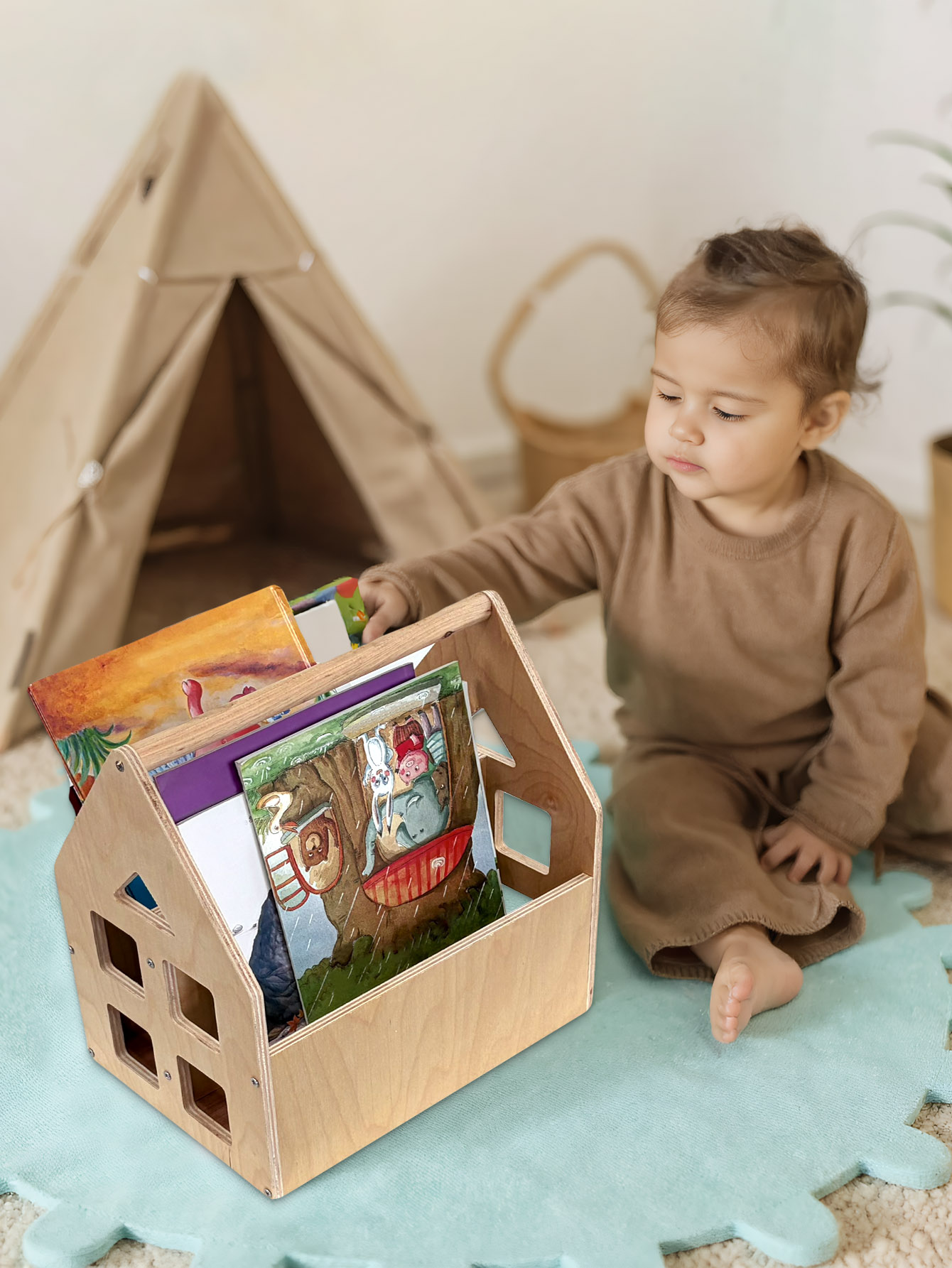 ชั้นวางหนังสือเด็กเล็กสองด้าน  - Baby Nursery Bookcase บทวิจารณ์และราคา