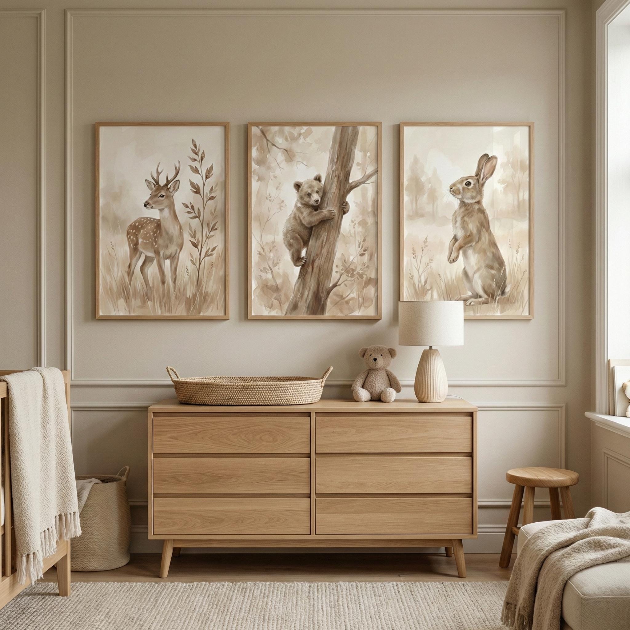 ภาพพิมพ์สัตว์ป่าตกแต่งผนังห้อง - Baby Nursery Animal Prints บทวิจารณ์และราคา