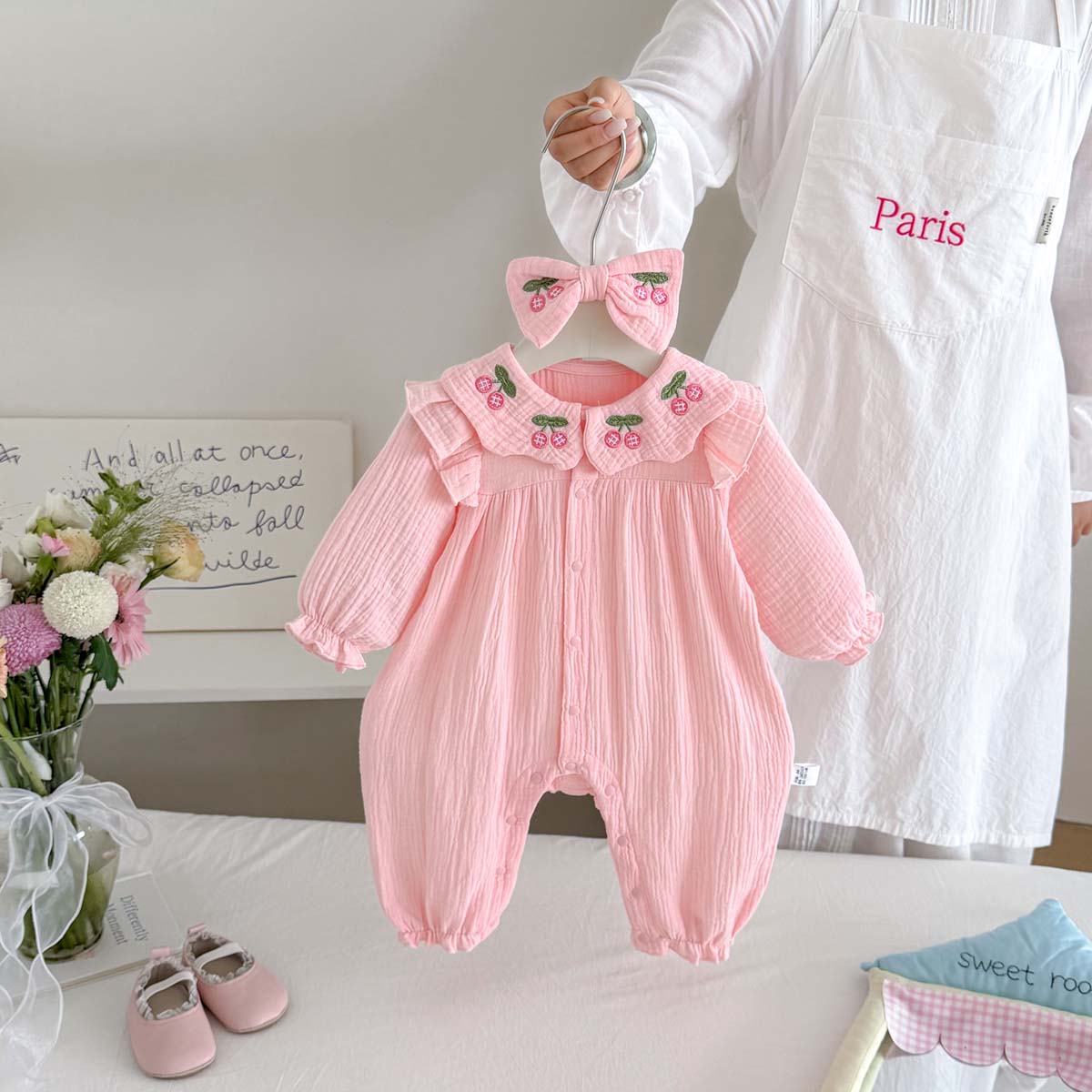 ชุดรอมเปอร์ผ้ากอซสำหรับเด็กทาร - Baby Nursery Embroidery บทวิจารณ์และราคา