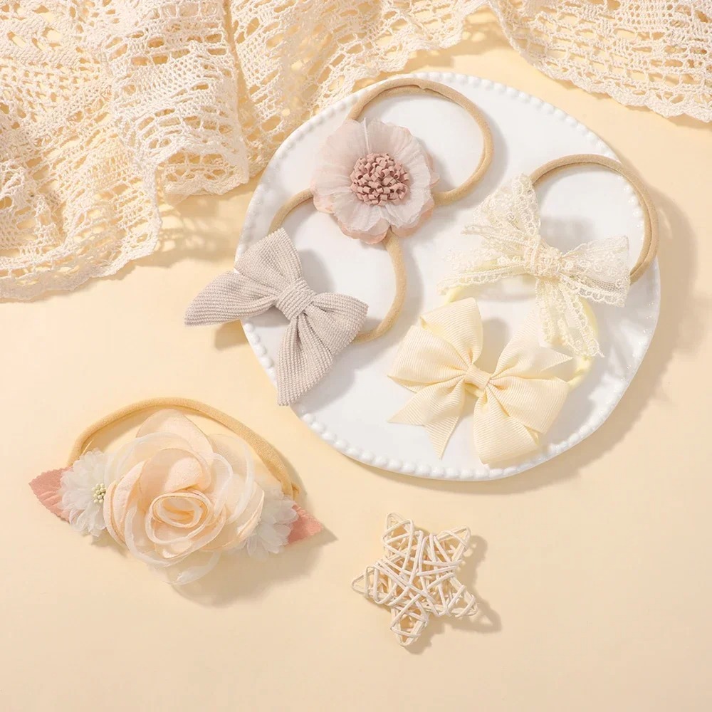 5 ชิ้นเด็กดอกไม้ลูกไม้โบว์แถบค - Baby Nursery Set บทวิจารณ์และราคา