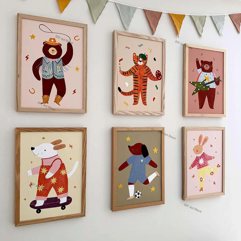 ภาพวาดการ์ตูนสัตว์น่ารักสำหรับ - Baby Nursery Animal Prints บทวิจารณ์และราคา