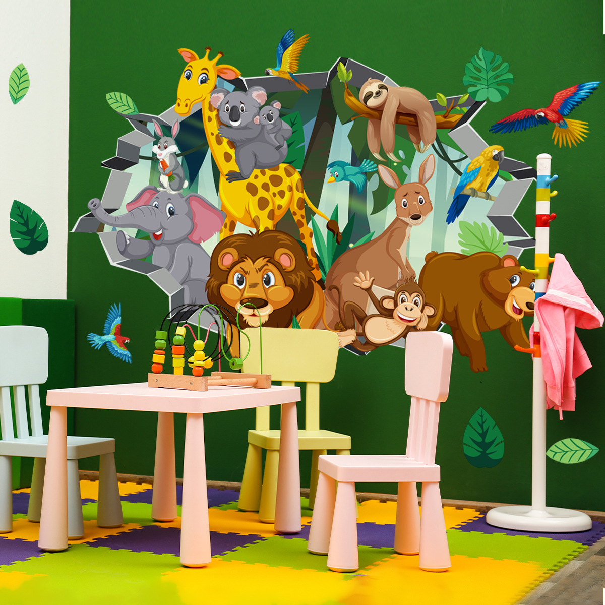 Broken Wall สัตว์ป่าน่ารักสติ๊ - Baby Nursery Jungle Wallpaper บทวิจารณ์และราคา