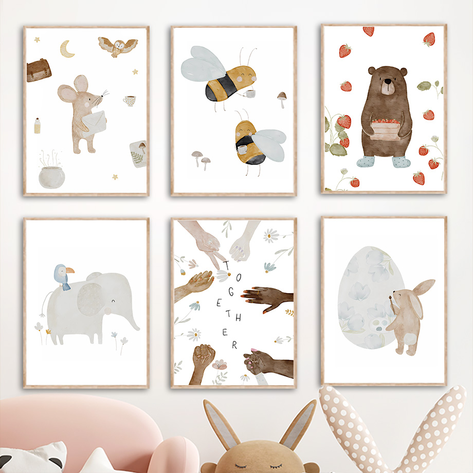 โปสเตอร์และภาพพิมพ์ลายสัตว์โบโ - Baby Nursery Animal Prints บทวิจารณ์และราคา