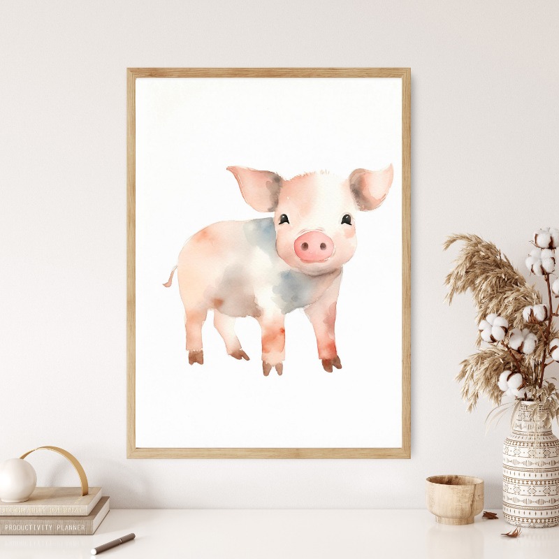 ภาพสัตว์ในฟาร์มสีน้ำโปสเตอร์รู - Baby Nursery Animal Prints บทวิจารณ์และราคา