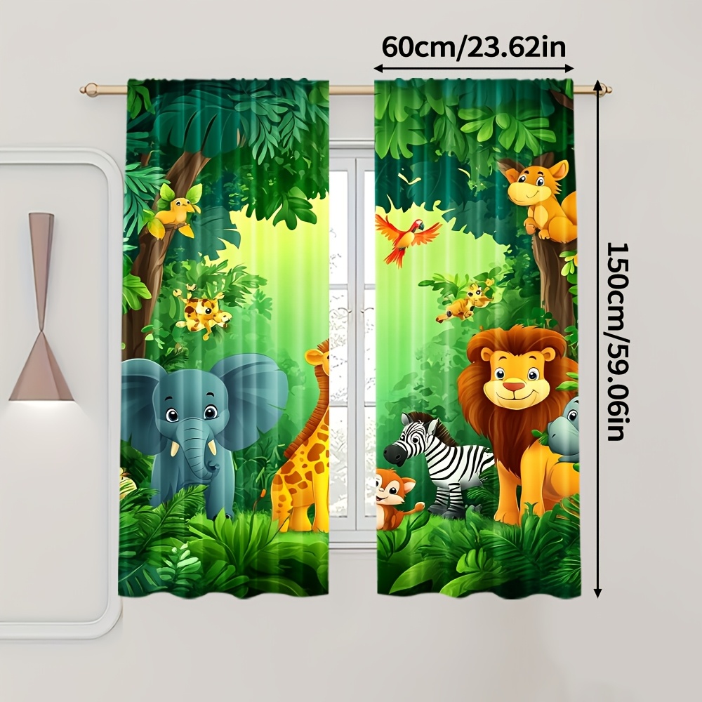 2 ชิ้นการ์ตูนสัตว์ผ้าม่านป่าซา - Baby Nursery Jungle บทวิจารณ์และราคา