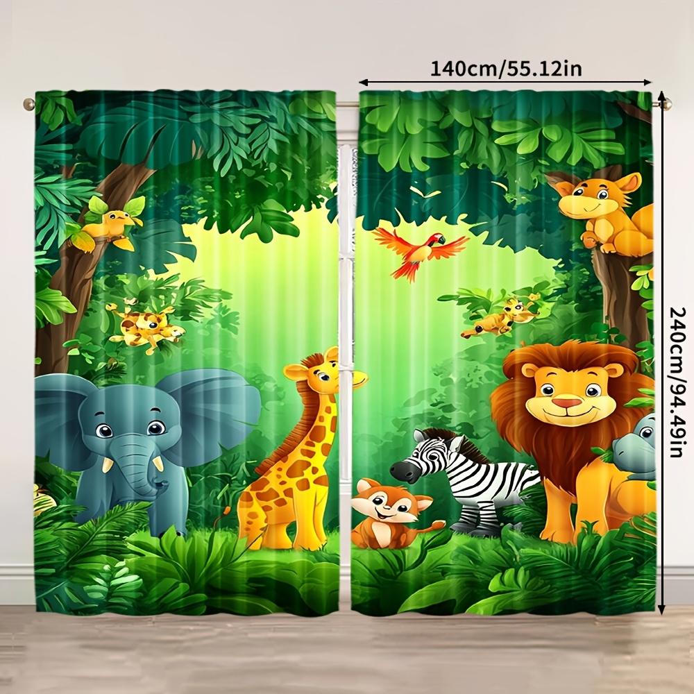 2 ชิ้นการ์ตูนสัตว์ผ้าม่านป่าซา - Baby Nursery Jungle บทวิจารณ์และราคา