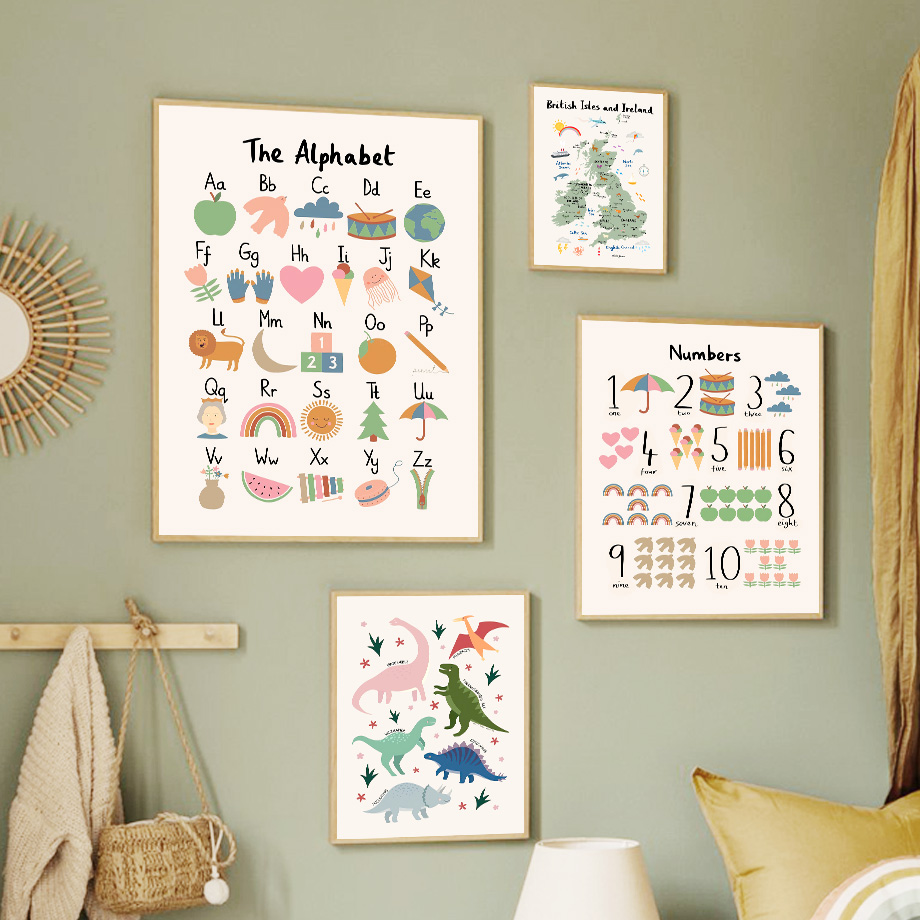 แผนที่โลกสัตว์ ไดโนเสาร์ ตัวอั - Baby Nursery Animal Prints บทวิจารณ์และราคา