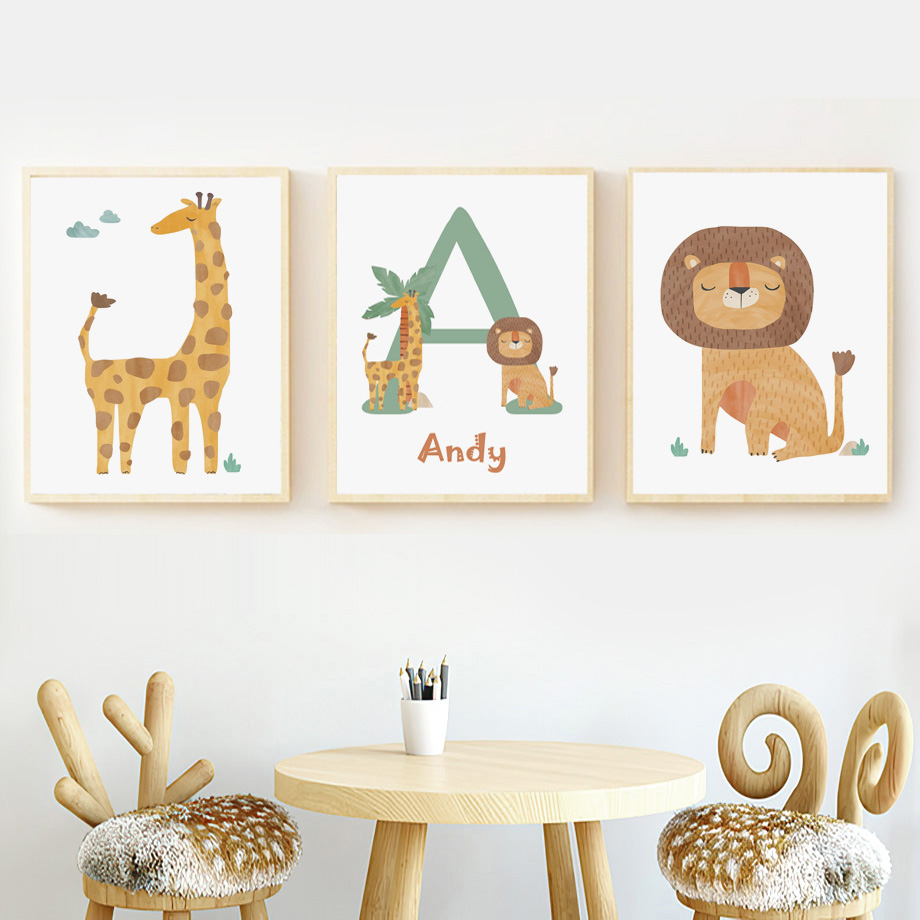 ภาพพิมพ์บนผ้าแคนวาสลายตัวอักษร - Baby Nursery Jungle บทวิจารณ์และราคา