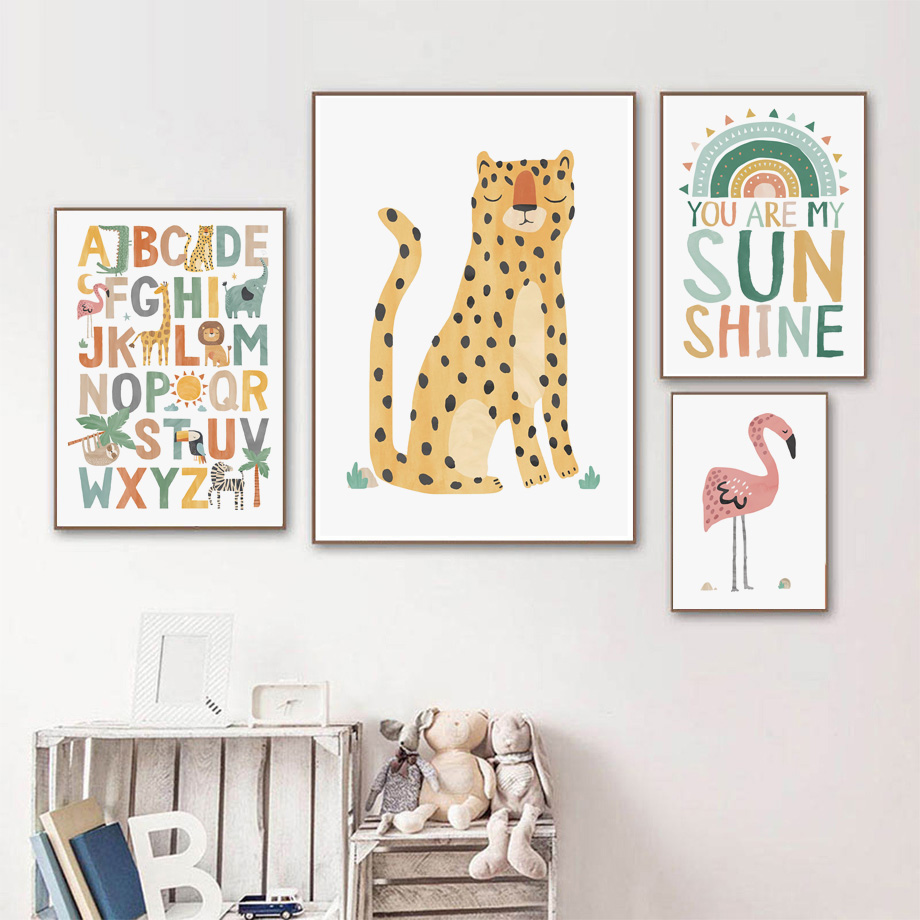 ภาพพิมพ์บนผ้าแคนวาสลายตัวอักษร - Baby Nursery Jungle บทวิจารณ์และราคา