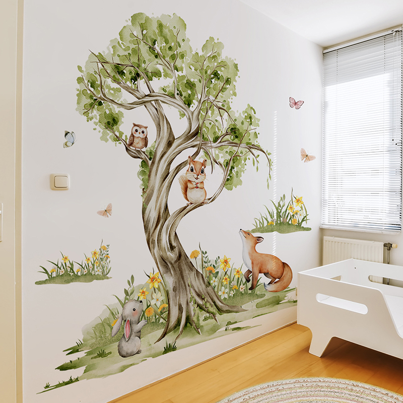 สติ๊กเกอร์ติดผนังลายสีน้ำ ป่าไ - Baby Nursery Jungle Wallpaper บทวิจารณ์และราคา