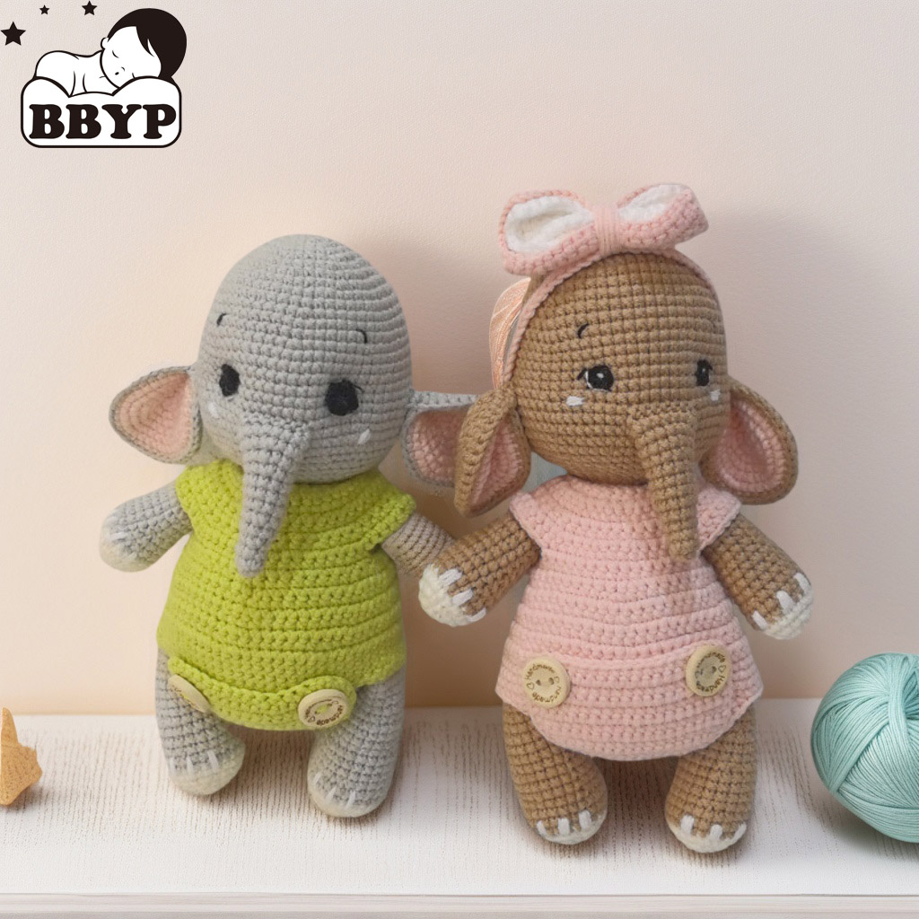 ของเล่นตุ๊กตาคู่ช้างโครเชต์แฮน - Baby Nursery Games บทวิจารณ์และราคา