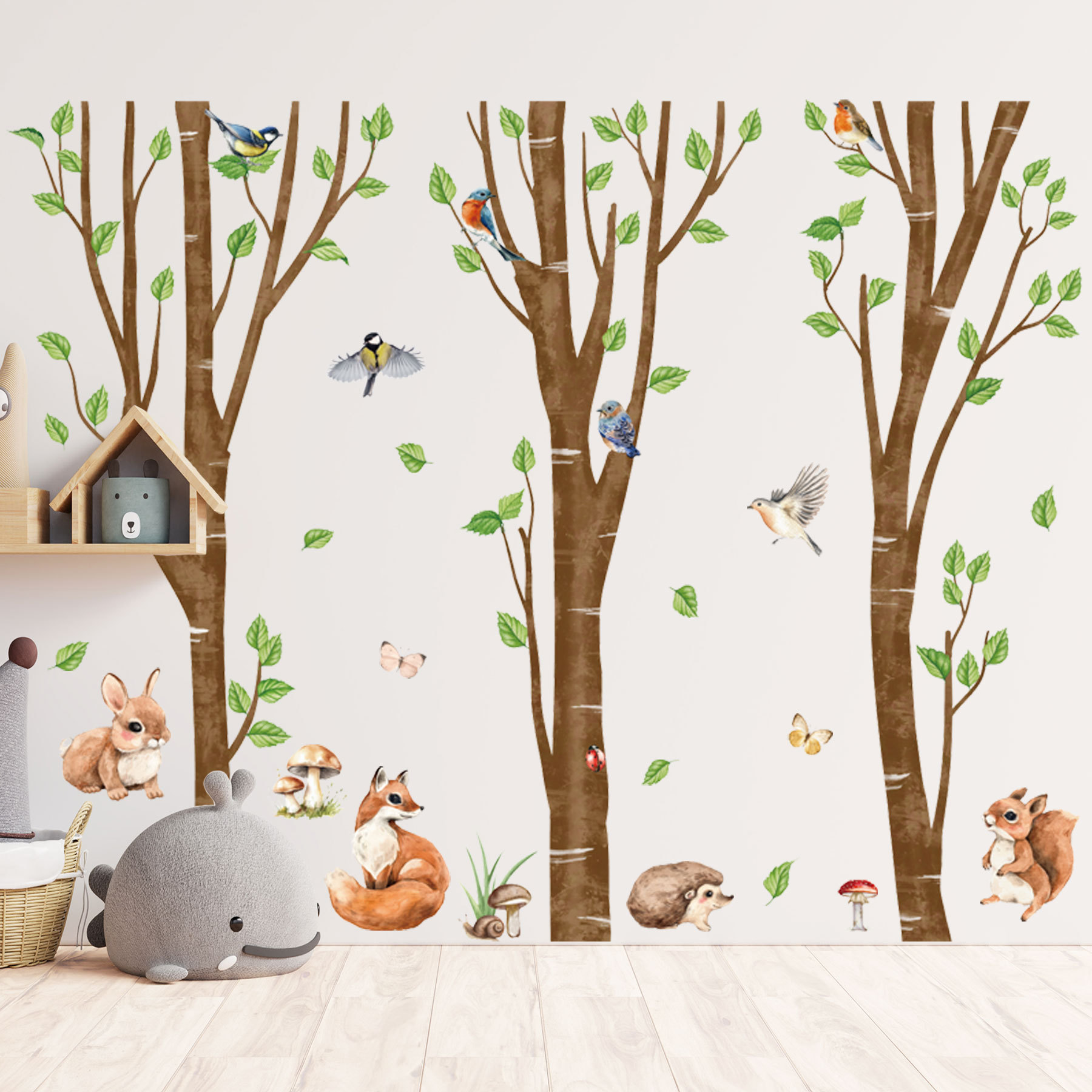 สติ๊กเกอร์ติดผนังลายต้นเบิร์ชใ - Baby Nursery Jungle Wallpaper บทวิจารณ์และราคา