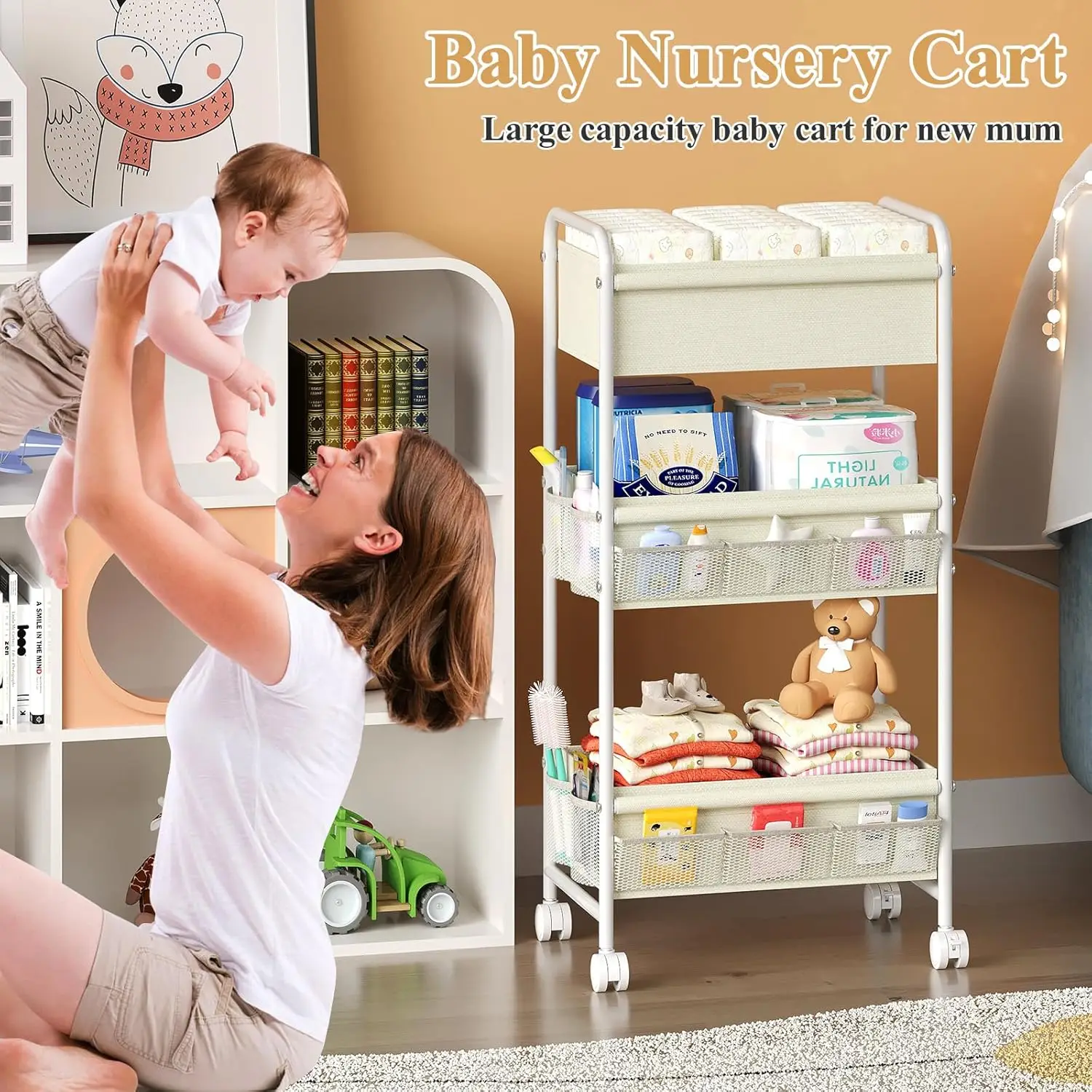 รถเข็นเก็บของสำหรับเด็ก 3 ชั้น - Baby Nursery Cart บทวิจารณ์และราคา