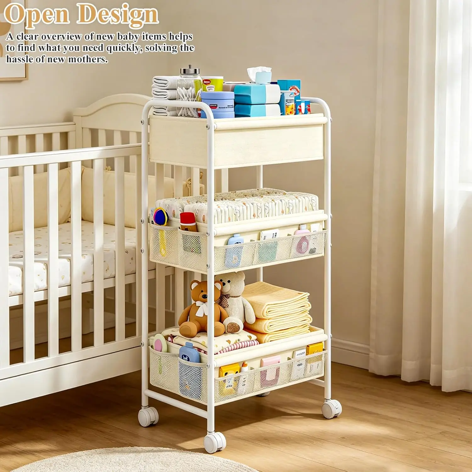 รถเข็นเก็บของสำหรับเด็ก 3 ชั้น - Baby Nursery Cart บทวิจารณ์และราคา