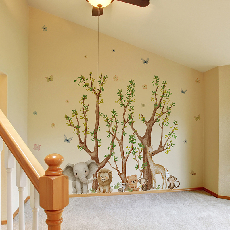 สติ๊กเกอร์ติดผนังลายสวนสัตว์ซา - Baby Nursery Jungle Wallpaper บทวิจารณ์และราคา