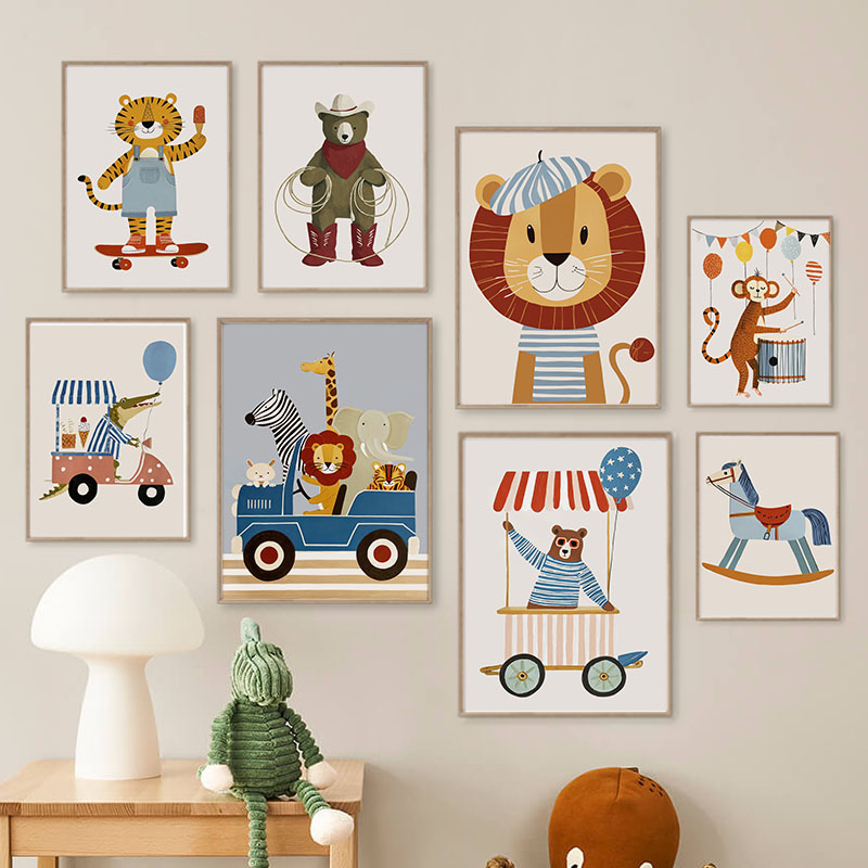 ภาพวาดการ์ตูนสัตว์ตลกๆ สำหรับต - Baby Nursery Animal Prints บทวิจารณ์และราคา