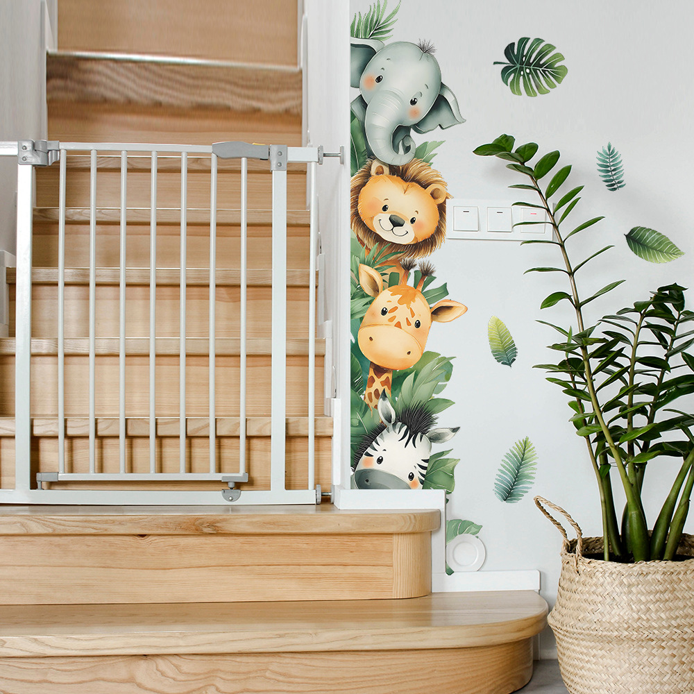 สติ๊กเกอร์ติดผนังลายสัตว์ป่า ช - Baby Nursery Jungle Wallpaper บทวิจารณ์และราคา