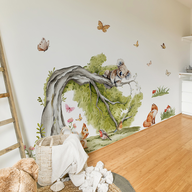 สติ๊กเกอร์ติดผนังลายป่าใหญ่ ต้ - Baby Nursery Jungle Wallpaper บทวิจารณ์และราคา