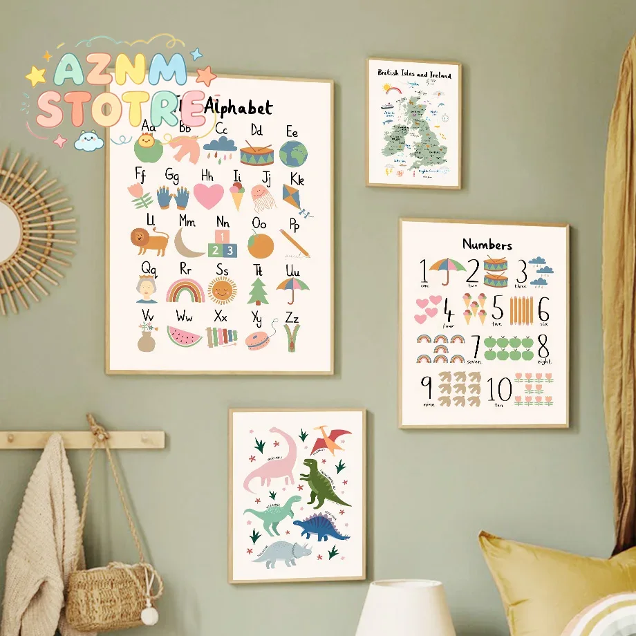 แผนที่โลกสัตว์ ไดโนเสาร์ ตัวอั - Baby Nursery Animal Prints บทวิจารณ์และราคา