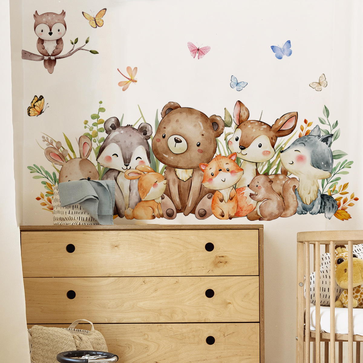 สติ๊กเกอร์ติดผนังลายการ์ตูนสัต - Baby Nursery Jungle Wallpaper บทวิจารณ์และราคา