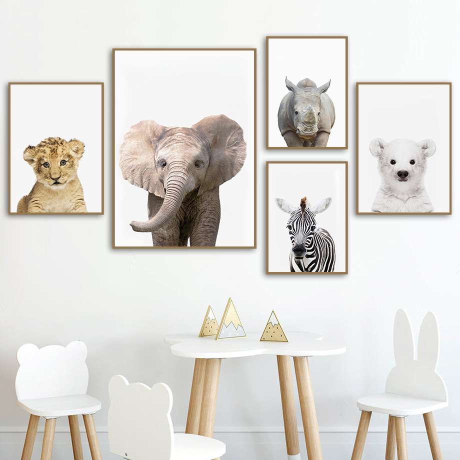 ภาพพิมพ์บนผ้าใบแบบไม่มีกรอบ 1  - Baby Nursery Jungle บทวิจารณ์และราคา