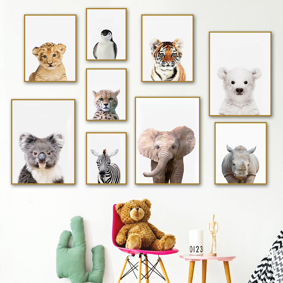 ภาพพิมพ์บนผ้าใบแบบไม่มีกรอบ 1  - Baby Nursery Jungle บทวิจารณ์และราคา