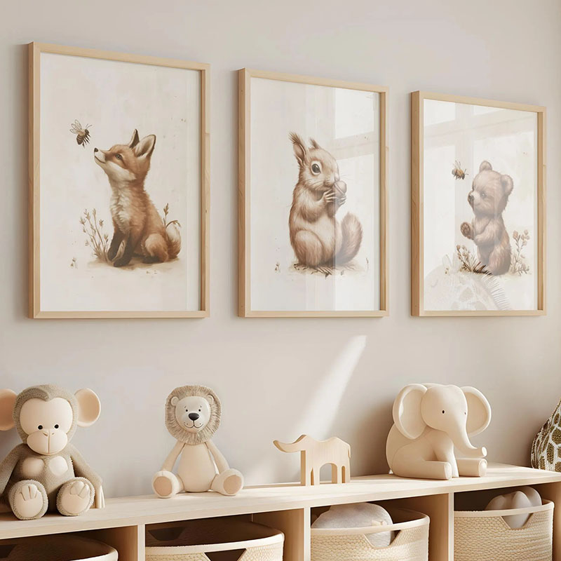 หมี กระต่าย สุนัขจิ้งจอก กวางก - Baby Nursery Animal Prints บทวิจารณ์และราคา