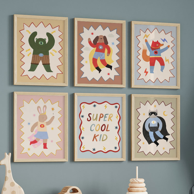 ภาพวาดการ์ตูนตลกๆ สุดเท่ห์ สำห - Baby Nursery Animal Prints บทวิจารณ์และราคา